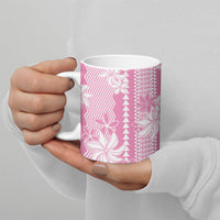 Hawaii Kakau Tribal Ceramic Mug With Pink Tiare LT05 - Polynesian Pride