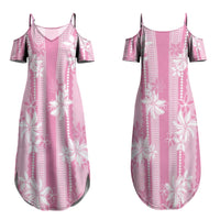 Hawaii Kakau Tribal Couples Matching Summer Maxi Dress and Hawaiian Shirt With Pink Tiare LT05
