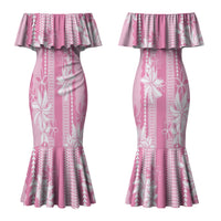 Hawaii Kakau Tribal Family Matching Mermaid Dress and Hawaiian Shirt With Pink Tiare LT05 - Polynesian Pride