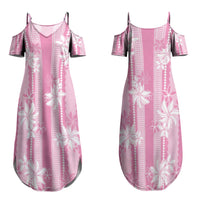 Hawaii Kakau Tribal Family Matching Summer Maxi Dress and Hawaiian Shirt With Pink Tiare LT05 - Polynesian Pride