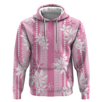 Hawaii Kakau Tribal Hoodie With Pink Tiare LT05 Pullover Hoodie Pink - Polynesian Pride