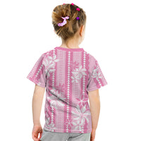 Hawaii Kakau Tribal Kid T Shirt With Pink Tiare LT05 - Polynesian Pride