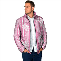 Hawaii Kakau Tribal Padded Jacket With Pink Tiare LT05 - Polynesian Pride