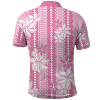 Hawaii Kakau Tribal Polo Shirt With Pink Tiare LT05 - Polynesian Pride