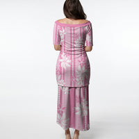 Hawaii Kakau Tribal Puletasi With Pink Tiare LT05 - Polynesian Pride