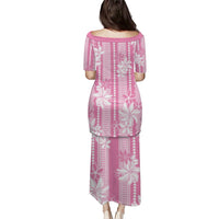 Hawaii Kakau Tribal Puletasi With Pink Tiare LT05 - Polynesian Pride