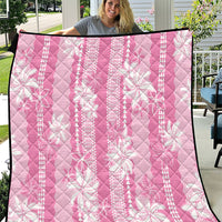 Hawaii Kakau Tribal Quilt With Pink Tiare