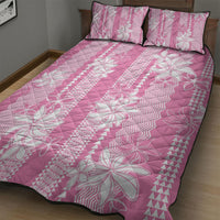 Hawaii Kakau Tribal Quilt Bed Set With Pink Tiare LT05 - Polynesian Pride