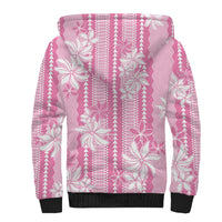 Hawaii Kakau Tribal Sherpa Hoodie With Pink Tiare