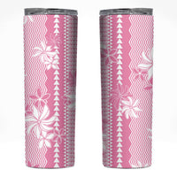 Hawaii Kakau Tribal Skinny Tumbler With Pink Tiare LT05 Pink - Polynesian Pride