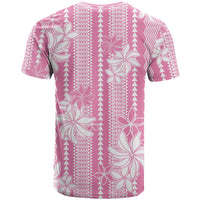 Hawaii Kakau Tribal T Shirt With Pink Tiare LT05 - Polynesian Pride