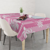 Hawaii Kakau Tribal Tablecloth With Pink Tiare LT05 - Polynesian Pride