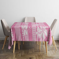 Hawaii Kakau Tribal Tablecloth With Pink Tiare LT05 - Polynesian Pride