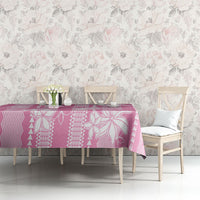Hawaii Kakau Tribal Tablecloth With Pink Tiare LT05 - Polynesian Pride