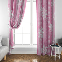 Hawaii Kakau Tribal Window Curtain With Pink Tiare LT05 - Polynesian Pride