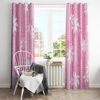 Hawaii Kakau Tribal Window Curtain With Pink Tiare LT05 - Polynesian Pride