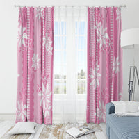 Hawaii Kakau Tribal Window Curtain With Pink Tiare LT05 - Polynesian Pride