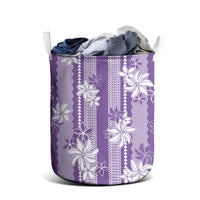 Hawaii Kakau Tribal Laundry Basket With Purple Tiare LT05 - Polynesian Pride