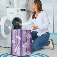 Hawaii Kakau Tribal Laundry Basket With Purple Tiare LT05 - Polynesian Pride