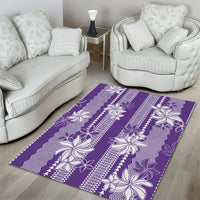 Hawaii Kakau Tribal Area Rug With Purple Tiare
