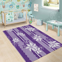 Hawaii Kakau Tribal Area Rug With Purple Tiare