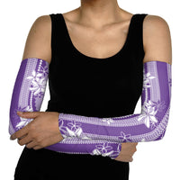 Hawaii Kakau Tribal Arm Sleeves With Purple Tiare LT05 - Polynesian Pride