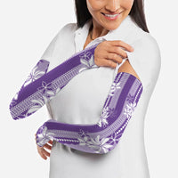 Hawaii Kakau Tribal Arm Sleeves With Purple Tiare LT05 - Polynesian Pride