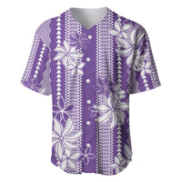 Hawaii Kakau Tribal Baseball Jersey With Purple Tiare