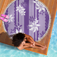 Hawaii Kakau Tribal Beach Blanket With Purple Tiare LT05 - Polynesian Pride