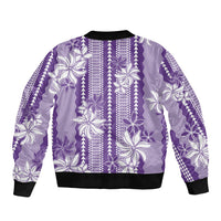 Hawaii Kakau Tribal Bomber Jacket With Purple Tiare LT05 - Polynesian Pride