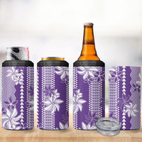 Hawaii Kakau Tribal 4 in 1 Can Cooler Tumbler With Purple Tiare