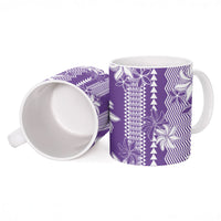 Hawaii Kakau Tribal Ceramic Mug With Purple Tiare LT05 - Polynesian Pride