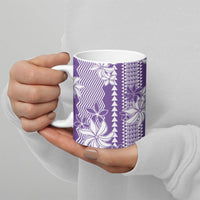 Hawaii Kakau Tribal Ceramic Mug With Purple Tiare LT05 - Polynesian Pride