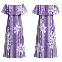 Hawaii Kakau Tribal Family Matching Off Shoulder Maxi Dress and Hawaiian Shirt With Purple Tiare LT05 - Polynesian Pride