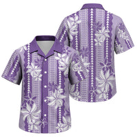 Hawaii Kakau Tribal Family Matching Short Sleeve Bodycon Dress and Hawaiian Shirt With Purple Tiare LT05 Son's Shirt Purple - Polynesian Pride