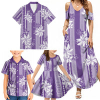 Hawaii Kakau Tribal Family Matching Summer Maxi Dress and Hawaiian Shirt With Purple Tiare LT05 - Polynesian Pride
