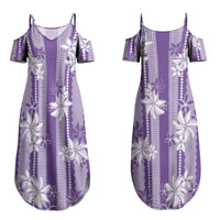 Hawaii Kakau Tribal Family Matching Summer Maxi Dress and Hawaiian Shirt With Purple Tiare LT05 - Polynesian Pride