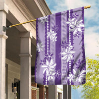Hawaii Kakau Tribal Garden Flag With Purple Tiare LT05 House Flag Purple - Polynesian Pride