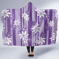 Hawaii Kakau Tribal Hooded Blanket With Purple Tiare LT05 One Size Purple - Polynesian Pride