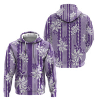 Hawaii Kakau Tribal Hoodie With Purple Tiare LT05 - Polynesian Pride