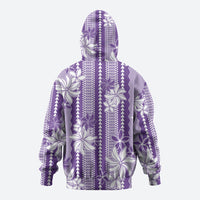 Hawaii Kakau Tribal Hoodie With Purple Tiare LT05 - Polynesian Pride