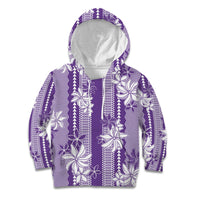 Hawaii Kakau Tribal Kid Hoodie With Purple Tiare