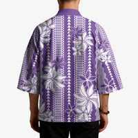 Hawaii Kakau Tribal Kimono With Purple Tiare LT05 - Polynesian Pride