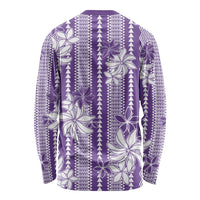 Hawaii Kakau Tribal Long Sleeve Shirt With Purple Tiare