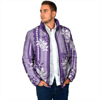 Hawaii Kakau Tribal Padded Jacket With Purple Tiare LT05 - Polynesian Pride