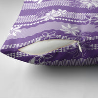 Hawaii Kakau Tribal Pillow Cover With Purple Tiare LT05 - Polynesian Pride
