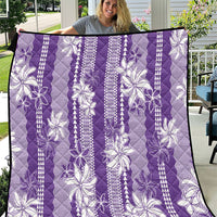 Hawaii Kakau Tribal Quilt With Purple Tiare LT05 Purple - Polynesian Pride