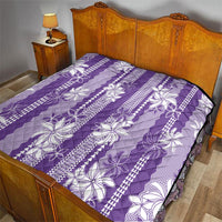 Hawaii Kakau Tribal Quilt With Purple Tiare LT05 - Polynesian Pride
