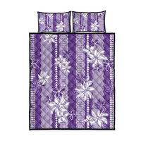 Hawaii Kakau Tribal Quilt Bed Set With Purple Tiare LT05 - Polynesian Pride