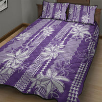 Hawaii Kakau Tribal Quilt Bed Set With Purple Tiare LT05 - Polynesian Pride